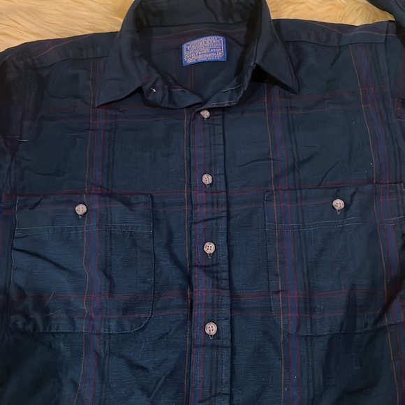 PENDLETON Forest green plaid virgin wool button down shirt - Picture 3 of 6